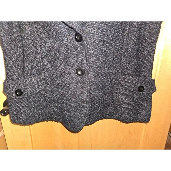 Coldwater Creek Womens Black Textured Buttoned Vest With Pockets Size XL goth - Picture 2 of 7